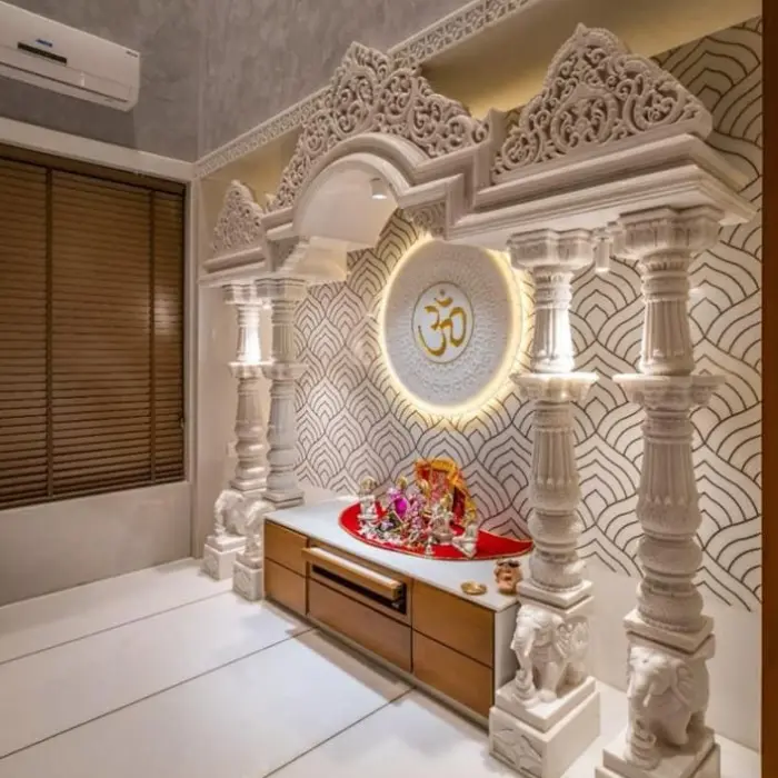 Triple spire floor marble temple for home