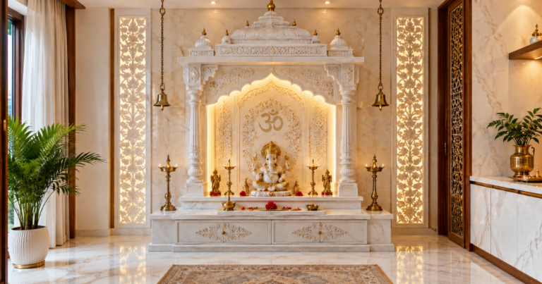 Hindu Marble Pooja Room Designs for a Peaceful and Elegant Home