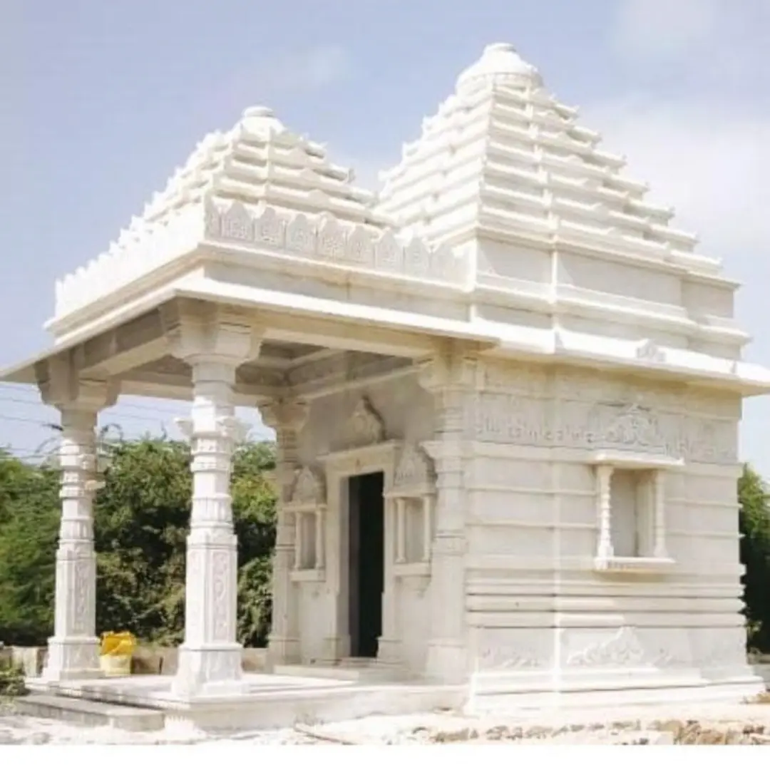 Heritage Gopuram style outdoor marble Hindu temple with multi-tiered roof
