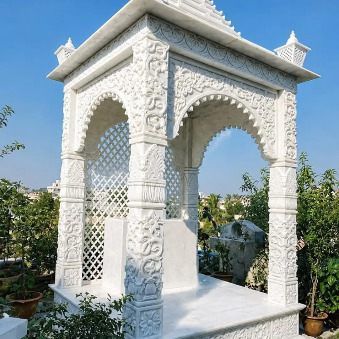 Triple spire floor mandir