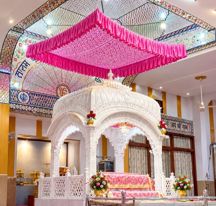 White Palki Sahib with carved dome