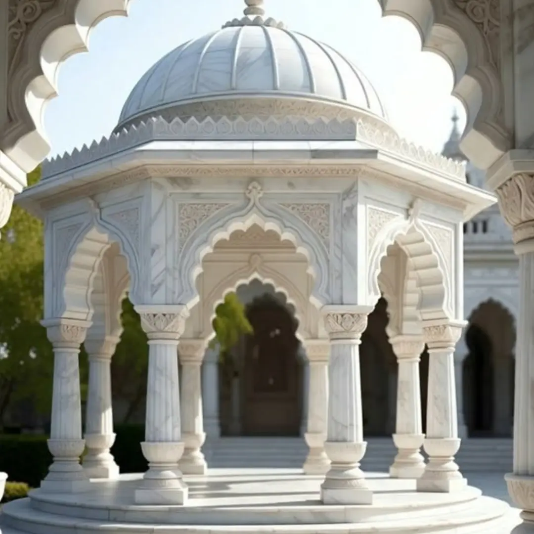 Pooja mandir with a carved dome