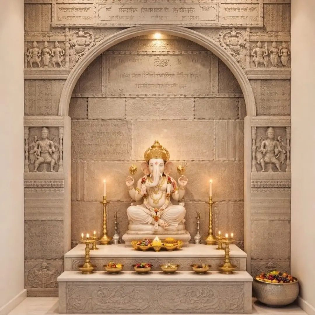 Compact wall mounted mandir for home in apartments
