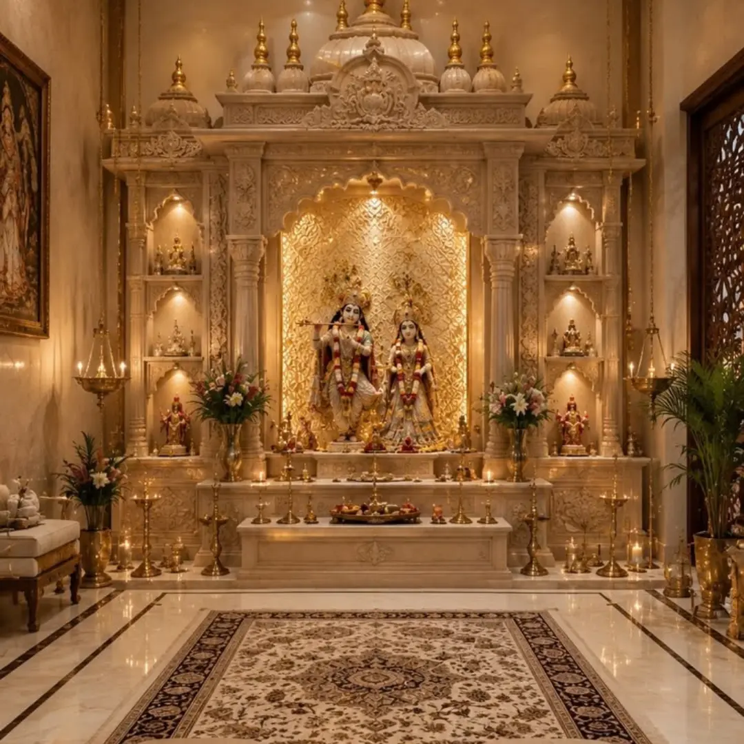 Contemporary minimal wall mounted mandir for modern homes